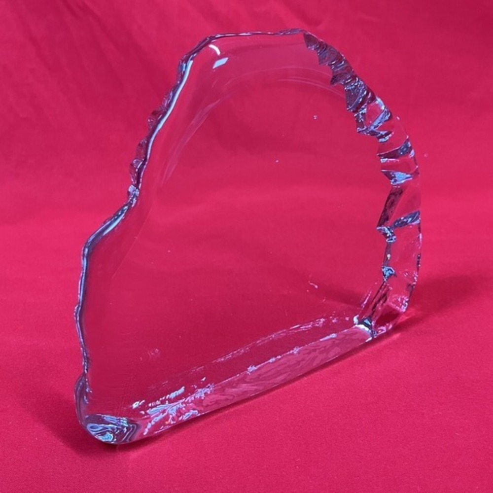 Clear Crystal Glass Iceberg Paperweight / 4.8" x 6" / UV Glow / Unsigned/Flaw #2